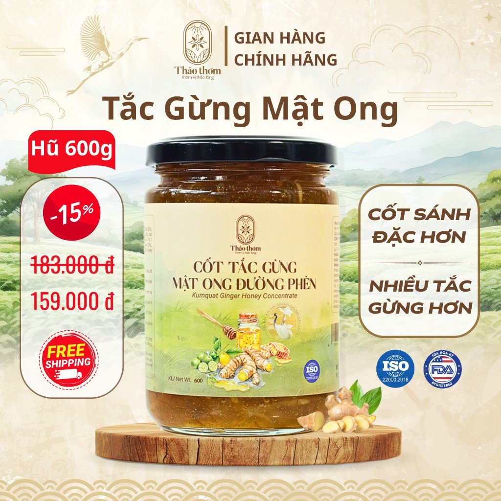 Tắc Gừng Mật Ong Đường Phèn Thảo Thơm 440g – Nấu Cô Đặc Truyền Thống, Thơm Ngon