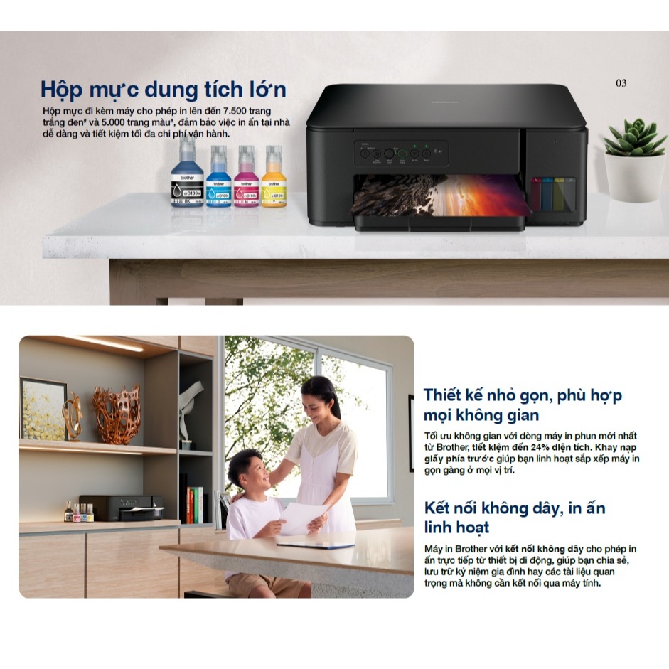 Máy in màu đa năng Brother DCP-T430W (In/Scan/Copy) - Kết nối Wifi - Bảo hành chính hãng 24 tháng