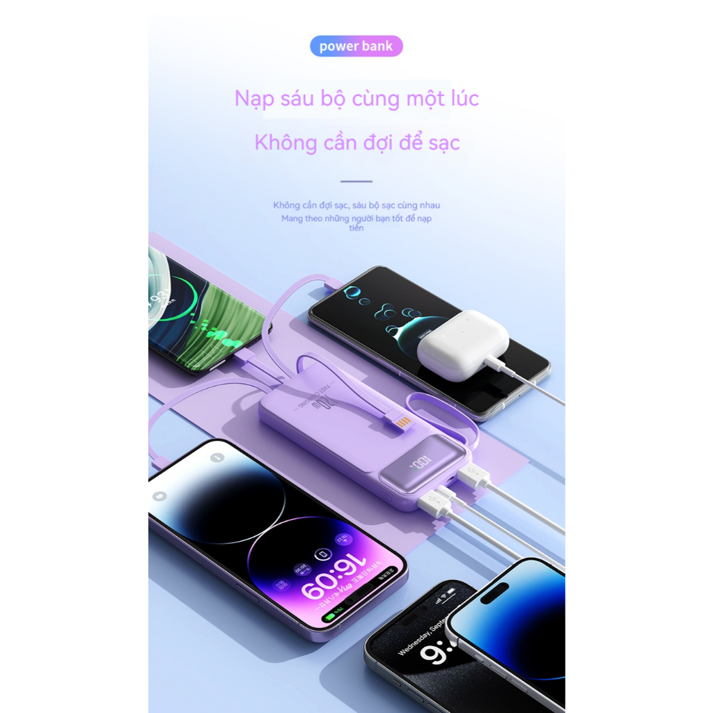 Sạc dự phòng, dung lượng 20000Mah 30000Mah, phù hợp với mọi loại điện thoại di động, sạc siêu nhanh 120W