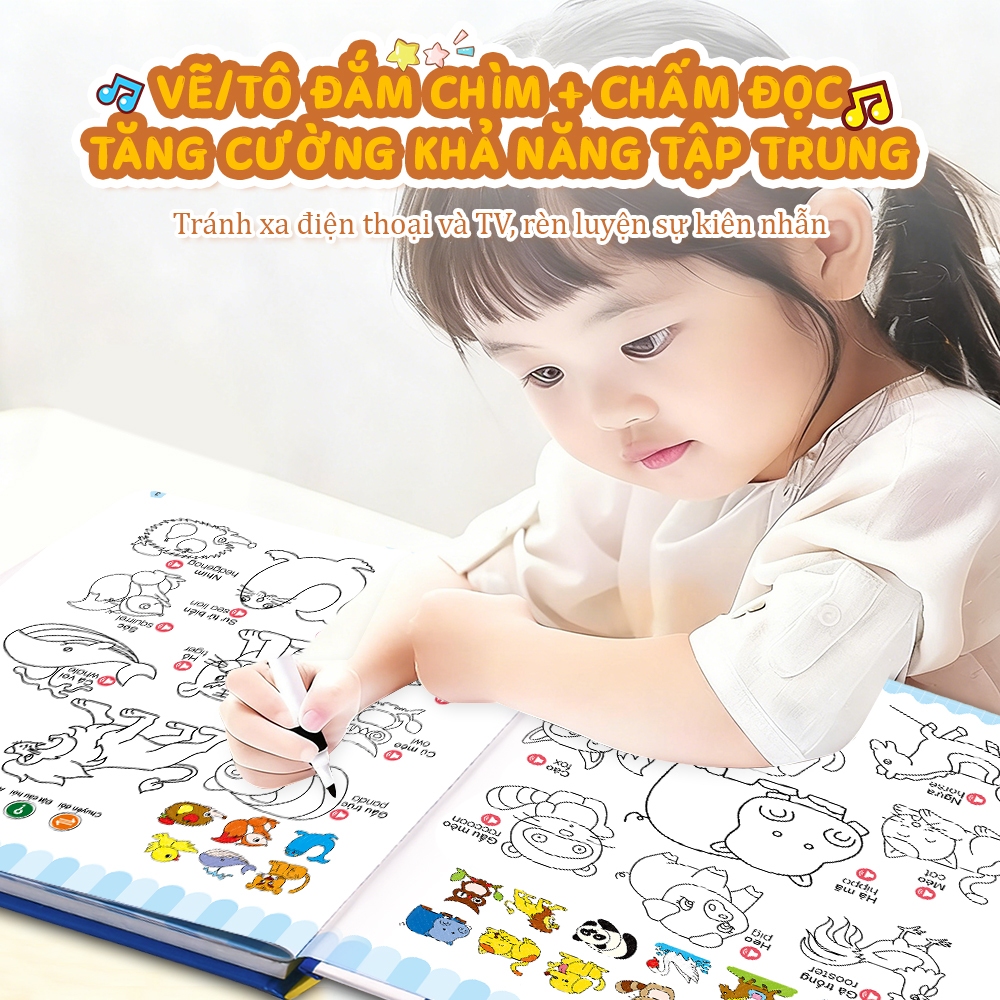 Sách Điện Tử Song Ngữ 14 Chủ Đề Kèm Bảng Vẽ - Đồ Chơi Giáo Dục Bách Khoa Toàn Thư (Sạc Type-C, Có Nhạc)