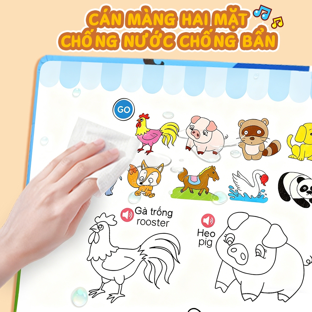 Sách Điện Tử Song Ngữ 14 Chủ Đề Kèm Bảng Vẽ - Đồ Chơi Giáo Dục Bách Khoa Toàn Thư (Sạc Type-C, Có Nhạc)