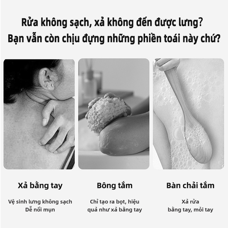 RELAAX Bàn Chải Tắm Điện Chà Lưng - Làm Sạch Sâu, Tẩy Tế Bào Chết, Massage Thư Giãn, Chống Nước IPX6, 5 Đầu Thay Thế