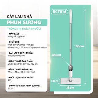 Cây lau nhà phun sương Samono - Bonbox chổi lau nhà thông minh xoay 360 độ không phải khom lưng mẫu cao cấp