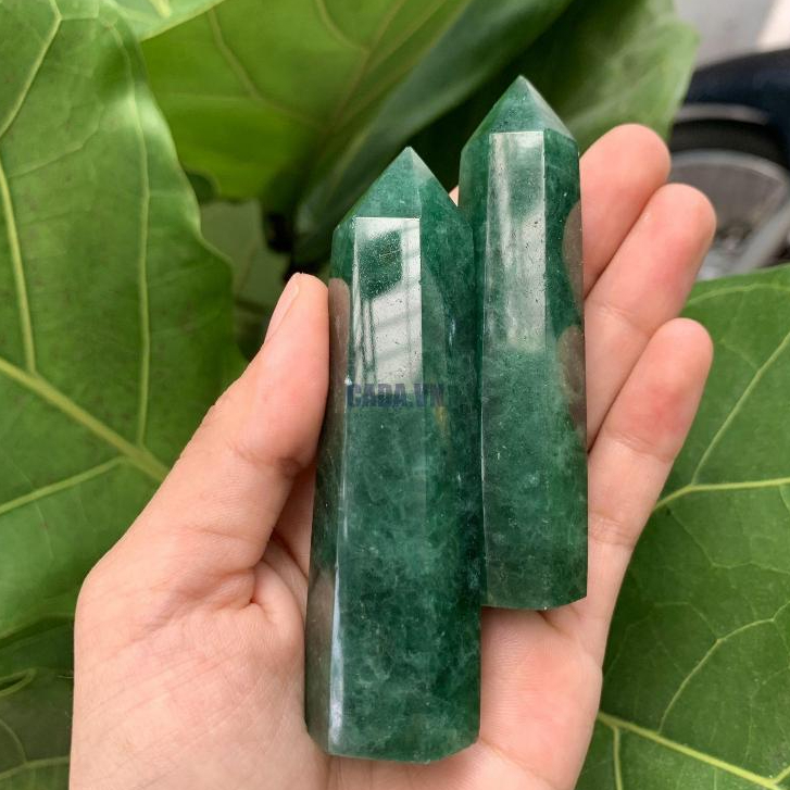 Trụ Thạch Anh Xanh Lục (Đá Aventurine) - Giúp cân bằng năng lượng, may mắn, đá thanh tẩy bài Tarot