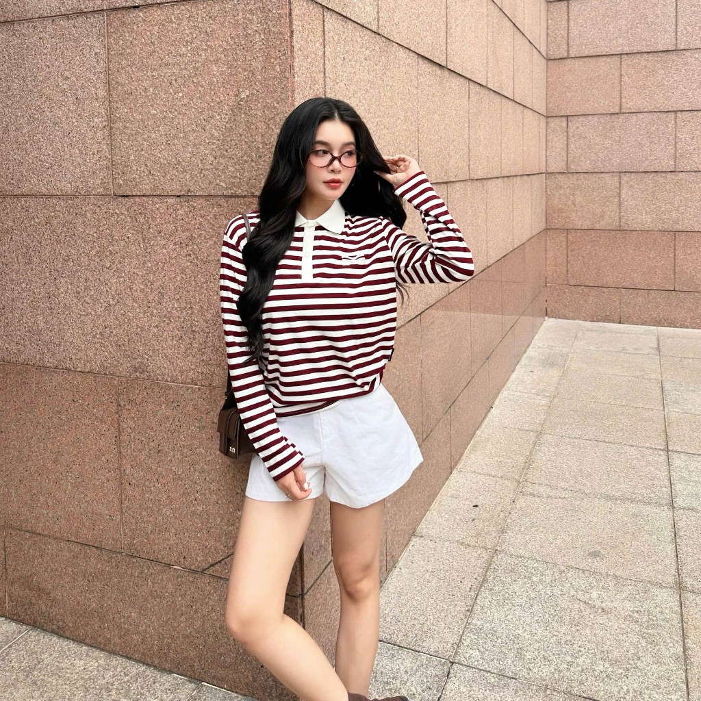 Áo Tay Dài Mirage Sọc Màu Đỏ Local Brand Chất Vải Mềm Mịn.