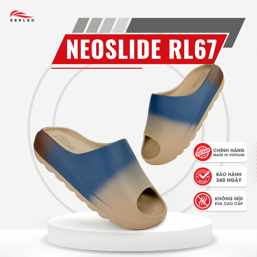 Dép Bánh Mì REDLEO NEO | Bảng Ngang Đúc Nguyên Khối Siêu Nhẹ, Đế Cao 4cm,Phối Màu Thời Trang RL67