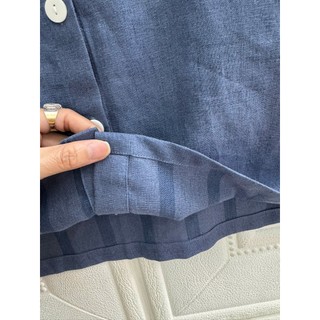 Áo Linen cổ tròn gài nút cho nữ. JUNE LINEN. A41