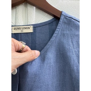 Áo Linen cổ tròn gài nút cho nữ. JUNE LINEN. A41