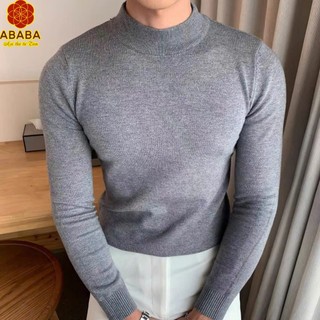 Áo len nam cổ lửng 5p 5cm màu Xám đậm hàng Quảng Châu mềm đẹp ABABA-5p-1920-xamdam