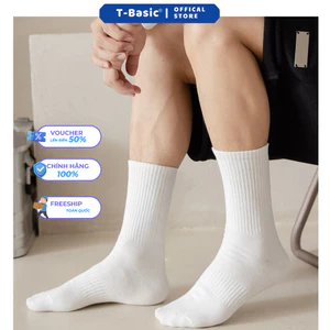 Tất cổ cao Trắng Trơn, Tất Nam Nữ, Tất Mùa Đông, Vớ Cotton Phong Cách Đơn Giản, Thấm Hút Mồ Hôi