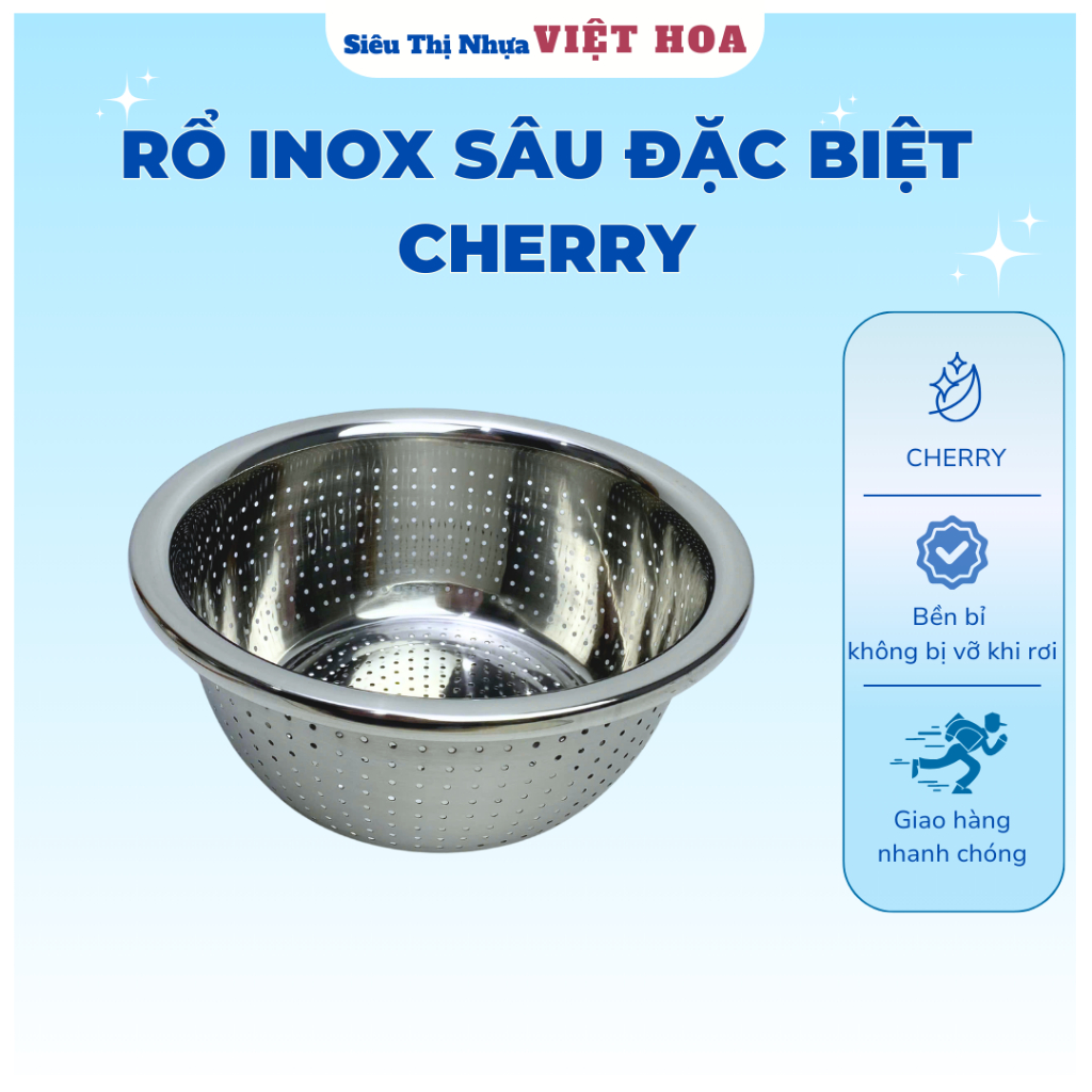 Rổ Inox, Rổ Rửa Rau Inox Nhiều Kích Thước, Rổ Sâu Đặc Biệt Cherry ...