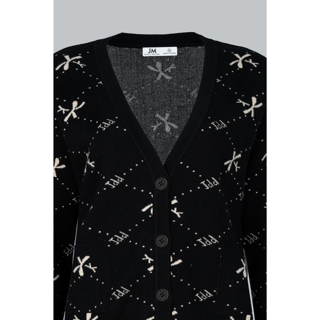 Áo Cardigan Dáng Dài Họa Tiết Parisian Chic 2K08.2510. Áo Len Cardigan Dáng Dài. Áo Cardigan Thu Đông Thiết Kế Bởi JM