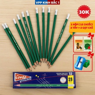 Combo Bút Chì Centa 2B (Hộp 12 chiếc) +2 tẩy+2 gọt chì - mua càng NHIỀU giá càng RẺ