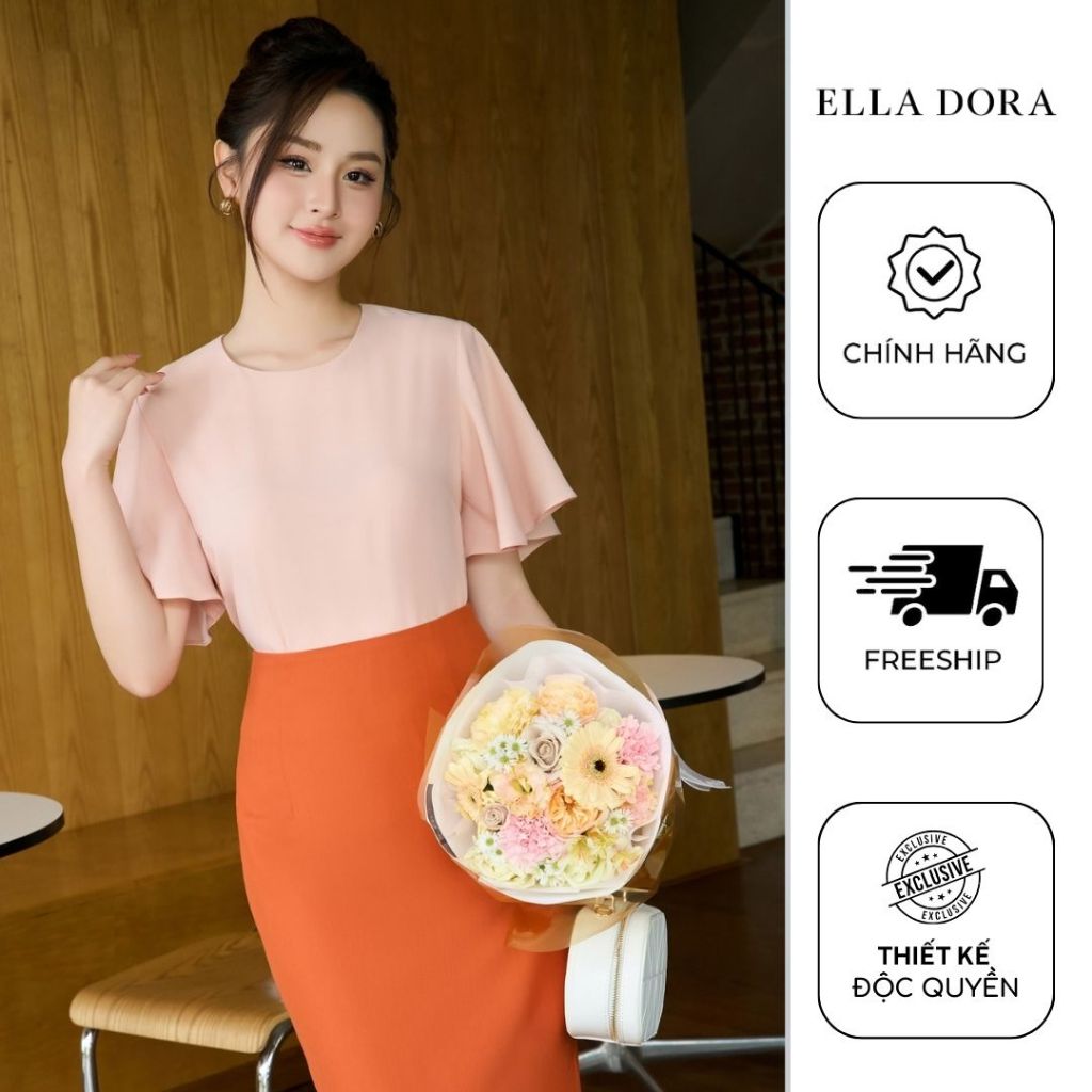Áo sơ mi nữ ELLA DORA thiết kế cổ tròn tay loe dáng suông nhẹ thanh lịch dễ mặc công sở [SM76LA]