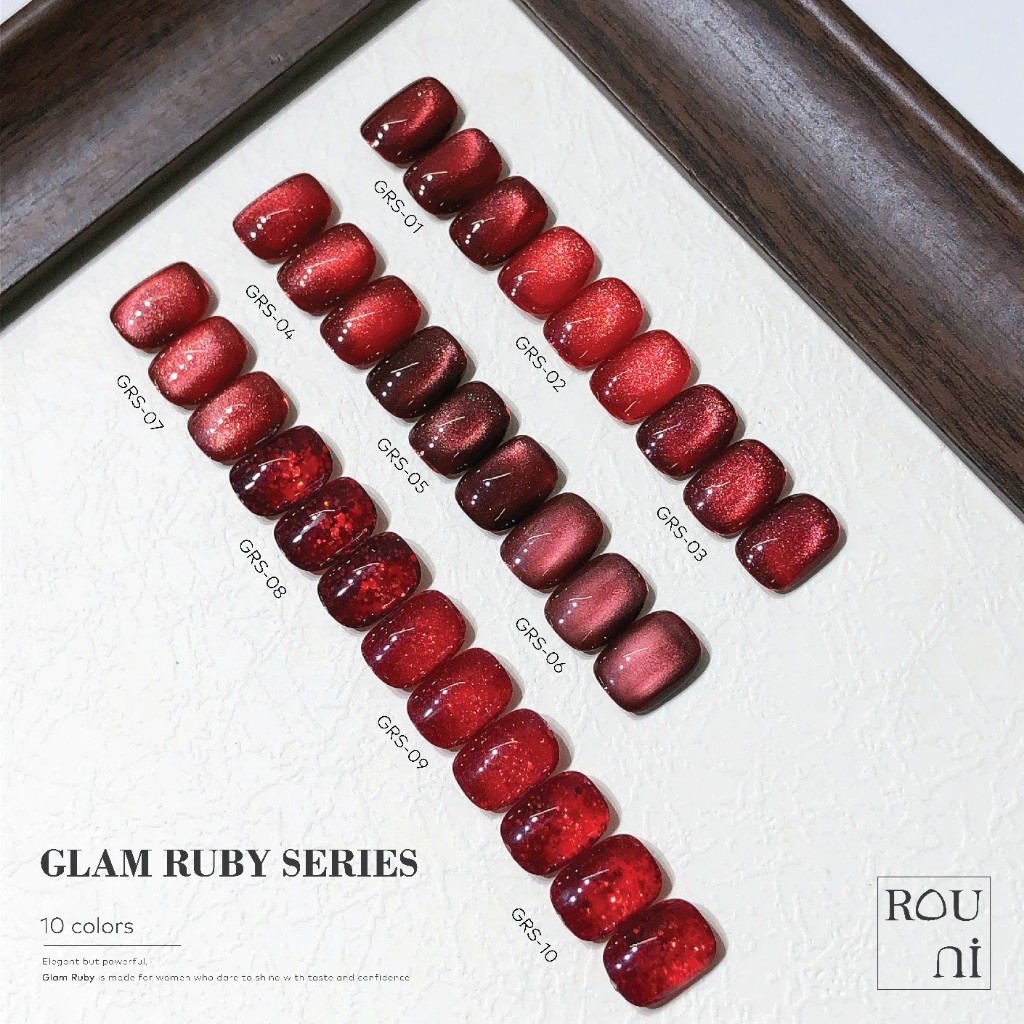 Sơn gel Rouni mắt mèo đỏ mới 2026 thu đông mắt mèo ruby thạch anh đỏ nhũ đỏ lấp lánh tiệm nail