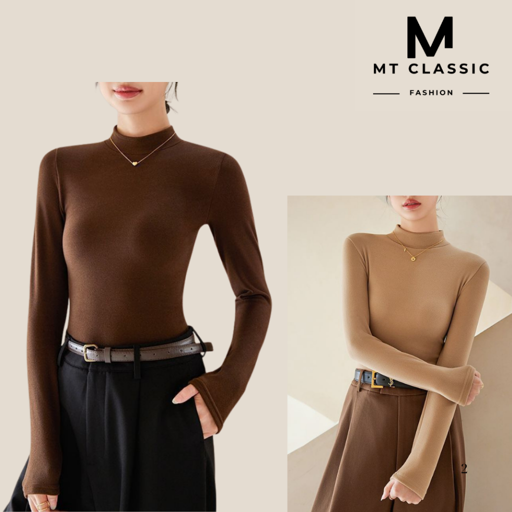 Hỏa tốc - áo cổ lọ tay dài ôm body chất thun tăm nhí co giãn 4 chiều, mềm mịn, form áo ôm basic có size - MT CLASSIC