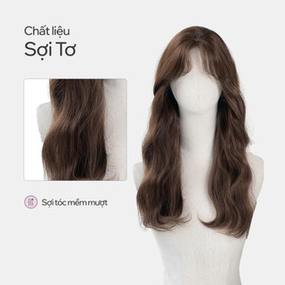 Tóc Giả Nguyên Đầu Dệt Kim CAPELLI Xoăn Lơi Mái Bay Lila Wig
