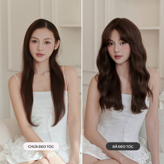 Tóc Giả Nguyên Đầu Dệt Kim CAPELLI Xoăn Lơi Mái Bay Lila Wig