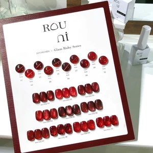 Set sơn gel Rouni mắt mèo đỏ mới 2026 thu đông mắt mèo ruby thạch anh đỏ nhũ đỏ lấp lánh tiệm nail
