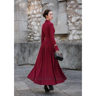 Váy Liền Dáng Dài Đỏ Sang Trọng SOLIIN Váy Đi Tiệc Phong Cách Thanh Lịch STELLA MAXI DRESS