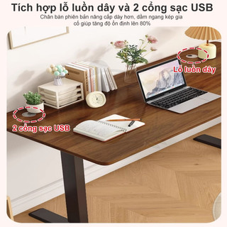 Bàn làm việc chỉnh chiều cao Đa Năng Cho Văn Phòng Học Tập Và Gaming 2 trong 1 Gỗ Nâng Hạ Điện