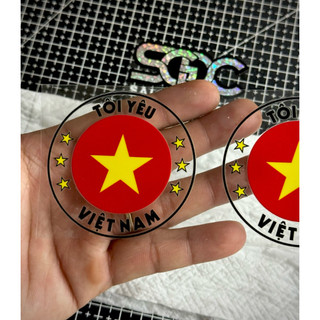Tem Sticker DTF Tôi Yêu Việt Nam, Tem Tròn Nền Trong Suốt, Dán Trang Trí Được Nhiều Vị Trí Trên Xe |SGDC - 1 Cái/Cặp|