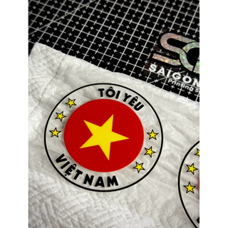 Tem Sticker DTF Tôi Yêu Việt Nam, Tem Tròn Nền Trong Suốt, Dán Trang Trí Được Nhiều Vị Trí Trên Xe |SGDC - 1 Cái/Cặp|