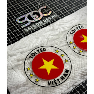 Tem Sticker DTF Tôi Yêu Việt Nam, Tem Tròn Nền Trong Suốt, Dán Trang Trí Được Nhiều Vị Trí Trên Xe |SGDC - 1 Cái/Cặp|