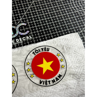Tem Sticker DTF Tôi Yêu Việt Nam, Tem Tròn Nền Trong Suốt, Dán Trang Trí Được Nhiều Vị Trí Trên Xe |SGDC - 1 Cái/Cặp|