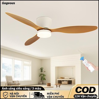 Quạt trần cho chung cư trần thấp 3 cánh siêu mát decor phòng khách-ngủ sải cánh 132cm có đảo chiều