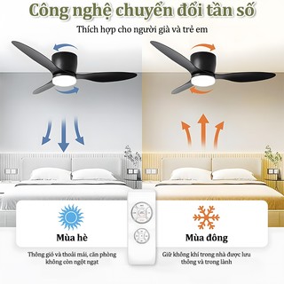 Quạt trần cho chung cư trần thấp 3 cánh siêu mát decor phòng khách-ngủ sải cánh 132cm có đảo chiều