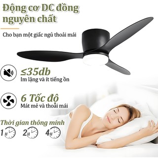 Quạt trần cho chung cư trần thấp 3 cánh siêu mát decor phòng khách-ngủ sải cánh 132cm có đảo chiều