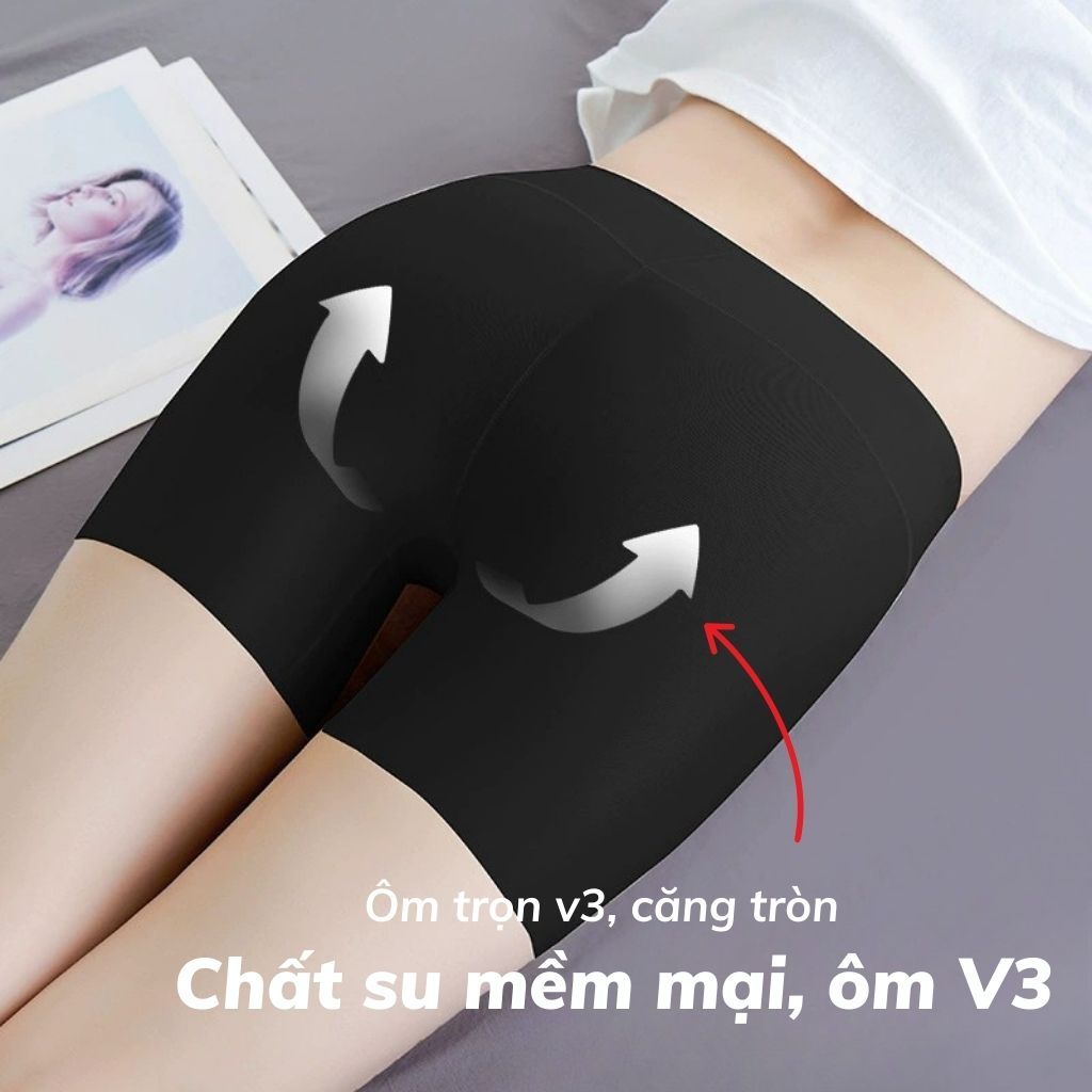 Quần mặc trong váy tự tin chống lộ, Quần lót bảo hộ chất su cạp cao mềm mại thoáng mát LANIXA V8941