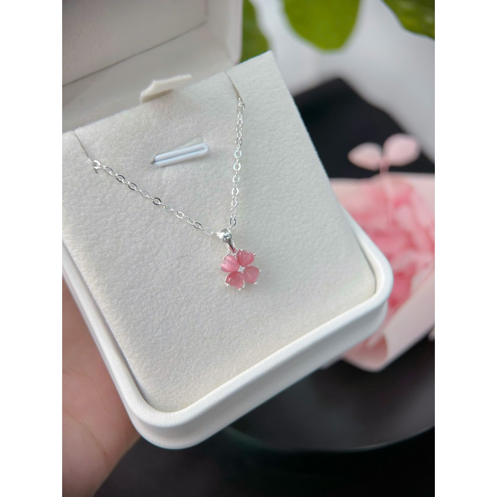D06 - Dây chuyền Lucky Bloom - Dây chuyền bạc S925 đính đá mắt mèo [Bảo Khánh Trang Sức]