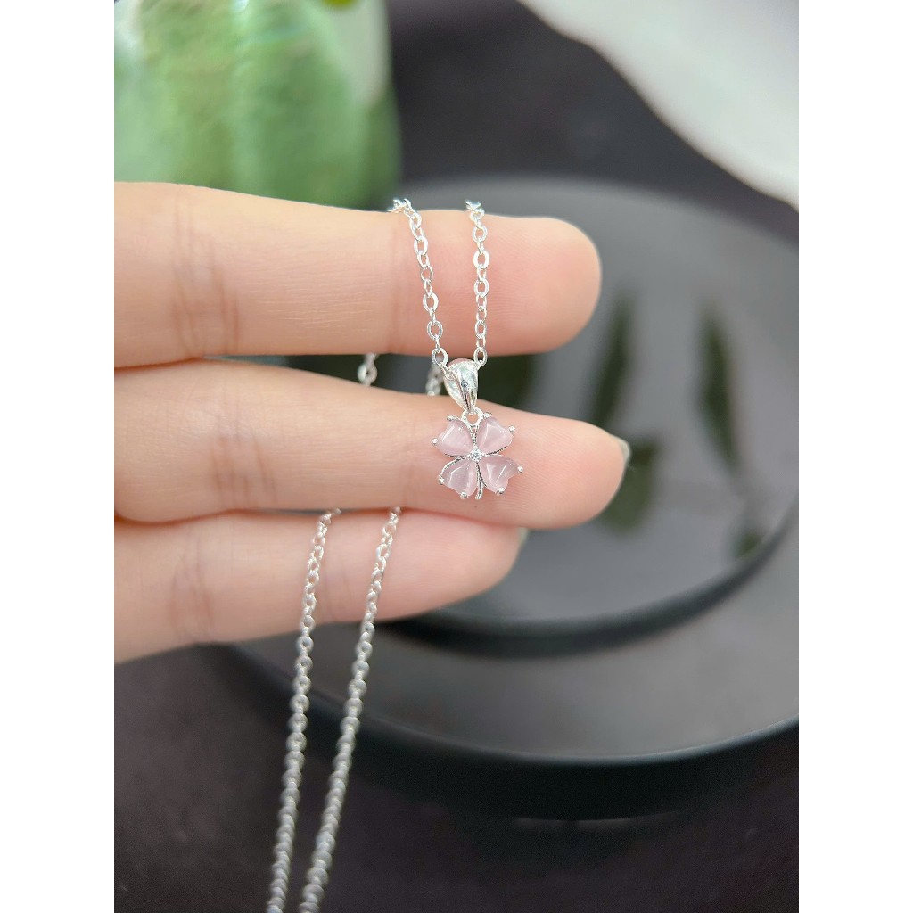 D06 - Dây chuyền Lucky Bloom - Dây chuyền bạc S925 đính đá mắt mèo [Bảo Khánh Trang Sức]