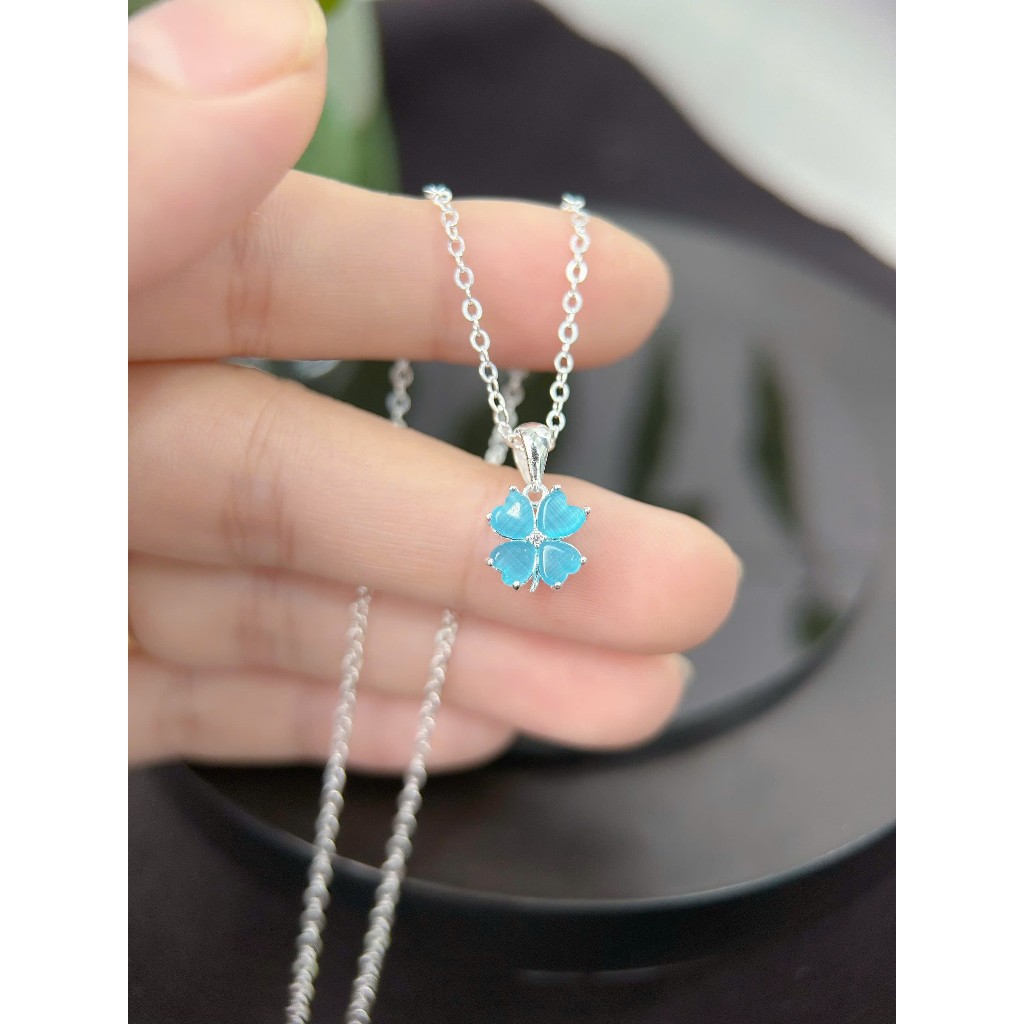 D06 - Dây chuyền Lucky Bloom - Dây chuyền bạc S925 đính đá mắt mèo [Bảo Khánh Trang Sức]