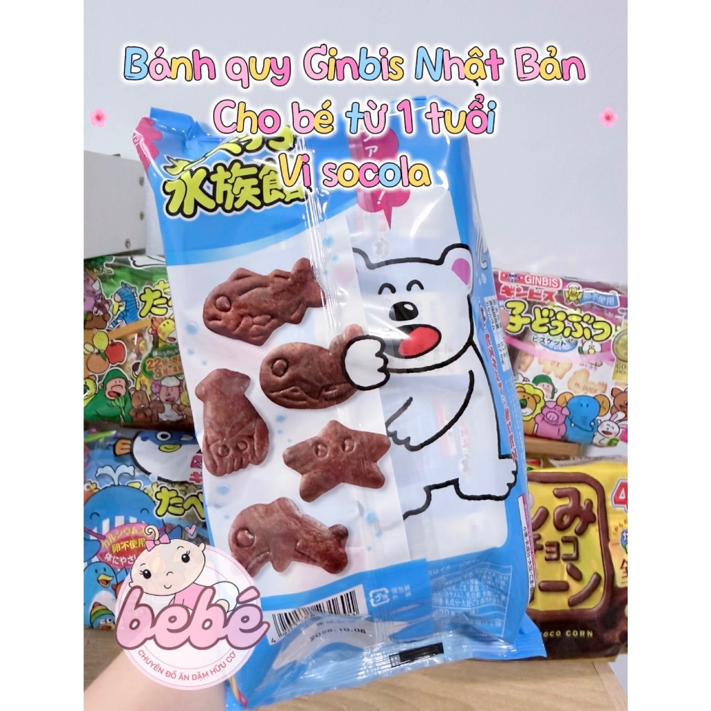 Bánh quy tươi Ginbis, DHA Nhật Bản ăn dặm hình thú bổ sung dinh dưỡng cho bé