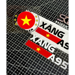 Tem Sticker DTF Logo Tròn Tôi Yêu Việt Nam - Cờ Việt Nam A95 |SGDC - 1 Cái/Cặp|