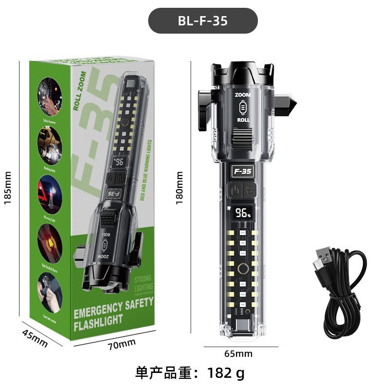 Đèn Pin F35 Led lazer Siêu Sáng Đèn Sinh Tồn - Còi Báo Động - Cắt Dây An Toàn Hàng Cao Cấp