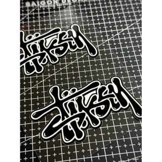Tem Sticker DTF Chữ Graffiti Chữ Đen Nền Trắng Viền Đen , Dán Trang Trí Được Nhiều Vị Trí Trên Xe |SGDC - 1 Cái/Cặp|