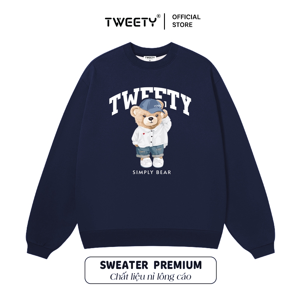 Áo Sweater Tweety Local Brand Simply Bear Nỉ Lông Cáo Mềm Mịn Dày Dặn Form Rộng Nam Nữ - TWNC07