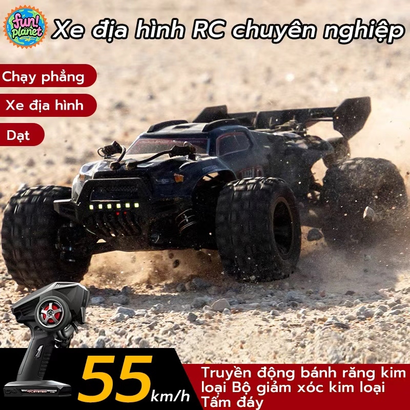 Xe địa hình điều khiển từ xa 4WD với bánh xe lớn, tốc độ cao 55 km/h, có thể đua trên cả đường trường và địa hình!