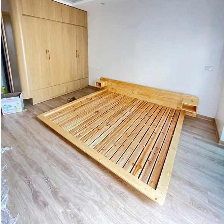 Giường Bay Gỗ Thông Gắn Đèn  LED – Giường Ngủ Lơ Lửng Kiểu Nhật Sang Trọng,  HOMDECOR