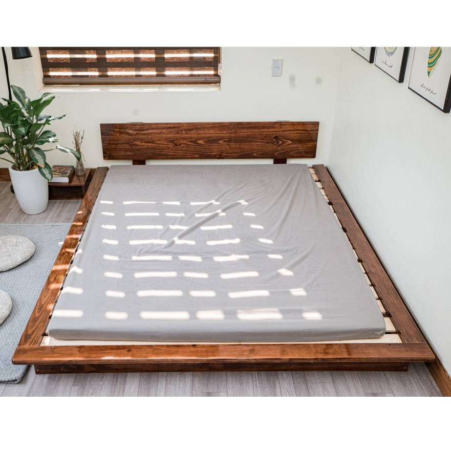 Giường Bay Gỗ Thông Gắn Đèn  LED – Giường Ngủ Lơ Lửng Kiểu Nhật Sang Trọng,  HOMDECOR