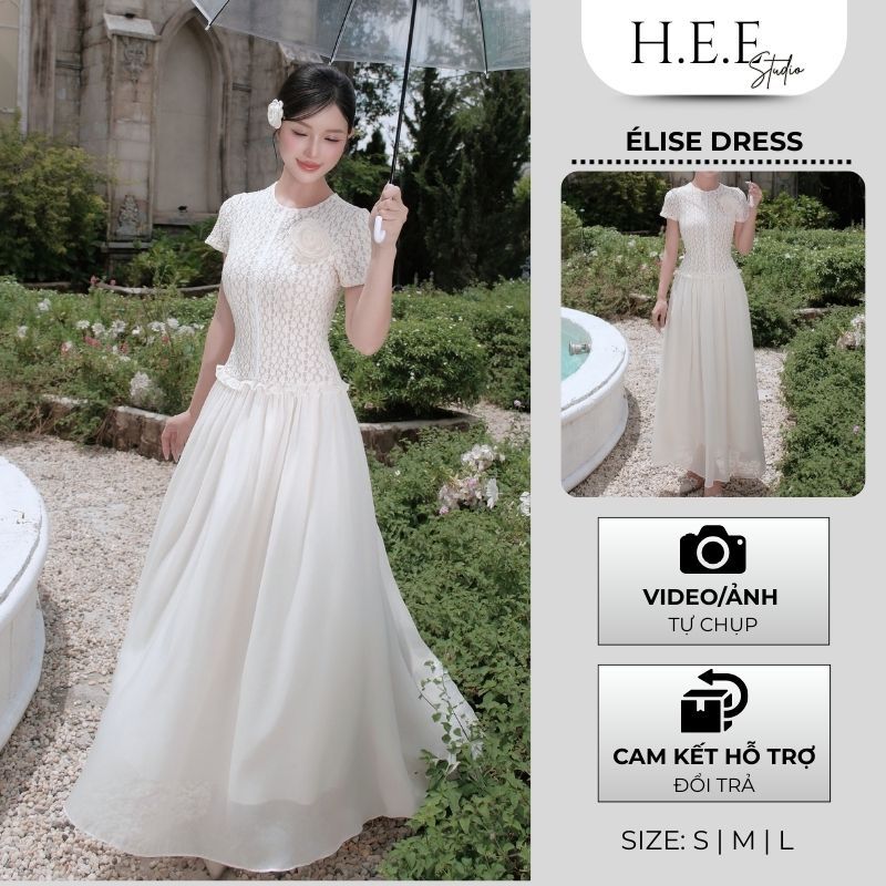 H.E.E - Đầm dáng dài Élise Dress phối voan mịn thiết kế phong cách tiểu thư, nàng thơ