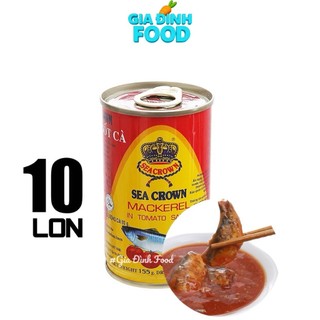[Thùng 100 lon] Cá Nục Xốt Cà Sea Crown, Hộp Vàng, Cá Nục Thái Lốc 10 lon - 155g