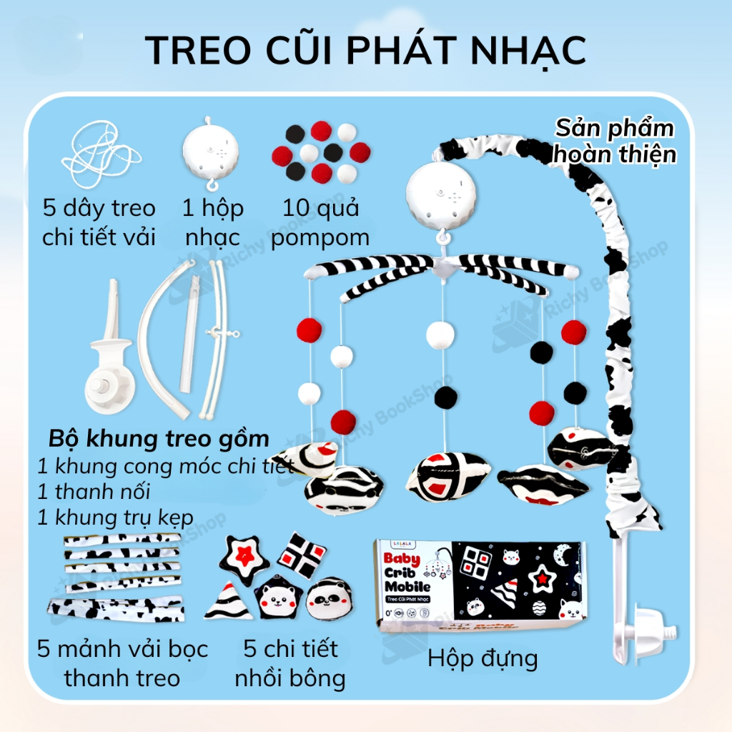 Đồ chơi treo cũi phát nhạc 36 bài hát tự động quay Cao cấp Baby Crib Mobile cho bé sơ sinh Lalala baby