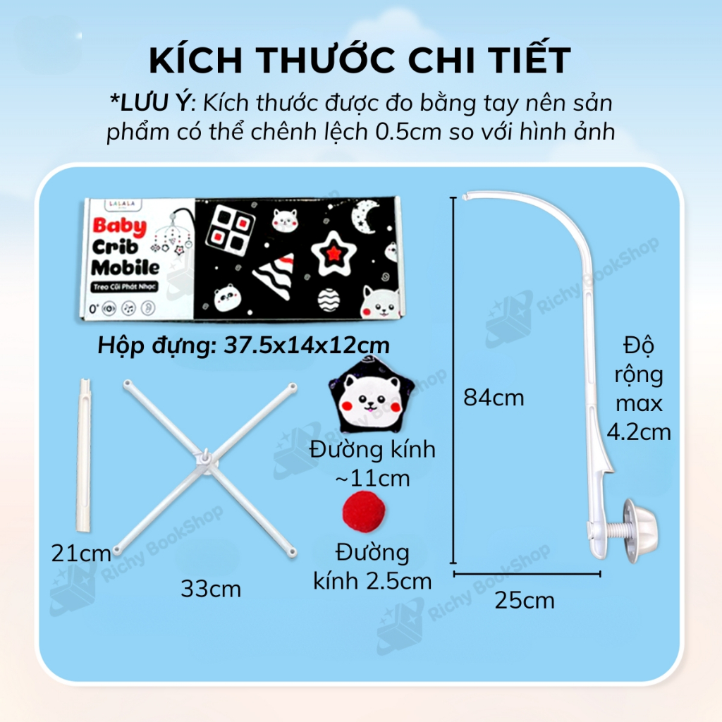 Đồ chơi treo cũi phát nhạc 36 bài hát tự động quay Cao cấp Baby Crib Mobile cho bé sơ sinh Lalala baby