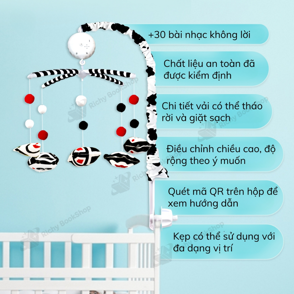 Đồ chơi treo cũi phát nhạc 36 bài hát tự động quay Cao cấp Baby Crib Mobile cho bé sơ sinh Lalala baby