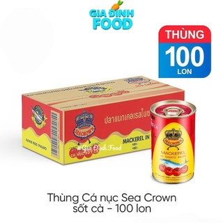 [Thùng 100 lon] Cá Nục Xốt Cà Sea Crown, Hộp Vàng, Cá Nục Thái Lốc 10 lon - 155g